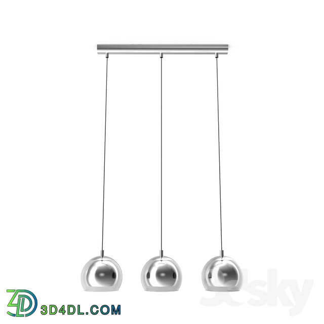 Ceiling light - 94593 Suspension ROCAMAR 3x60W _E27__ steel_ chrome _ glass_ transparent_ black cable