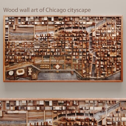 Other decorative objects - Wood wall art of Chicago cityscape 