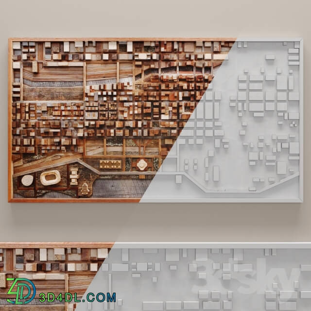 Other decorative objects - Wood wall art of Chicago cityscape