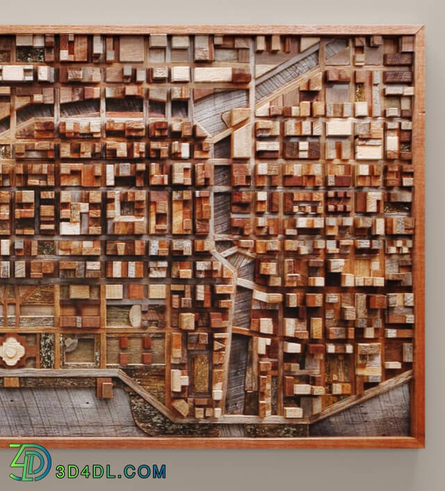 Other decorative objects - Wood wall art of Chicago cityscape