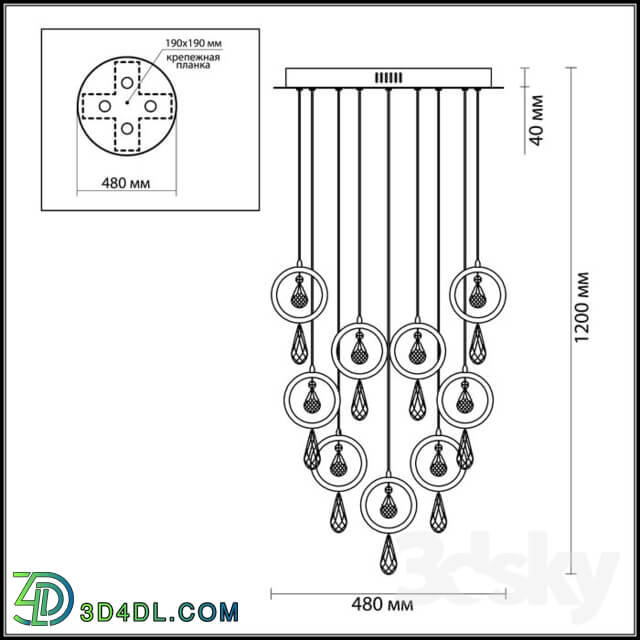 Ceiling light - Chandelier ODEON LIGHT 4034 _ 54L ORIO