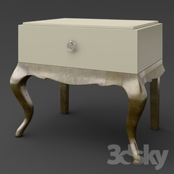 Sideboard _ Chest of drawer - OM Bedside table on bent legs FratelliBarri VENEZIA in decoration pearl creamy varnish_ silver leaf_ varnished champagne_ FB.BST.VZ.45 