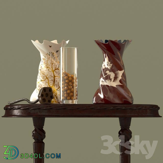 Table - Decorative set table with vases