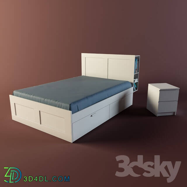 Bed - Ikea Brimnes with headboard _amp_ Malm