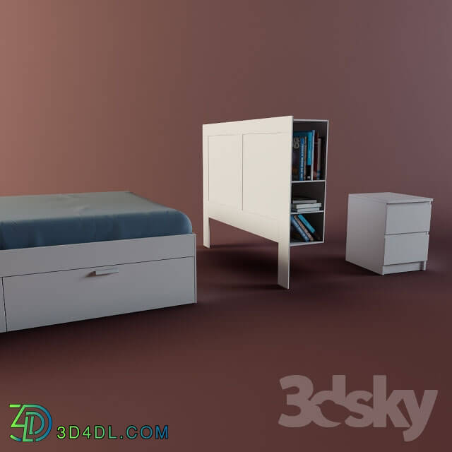 Bed - Ikea Brimnes with headboard _amp_ Malm