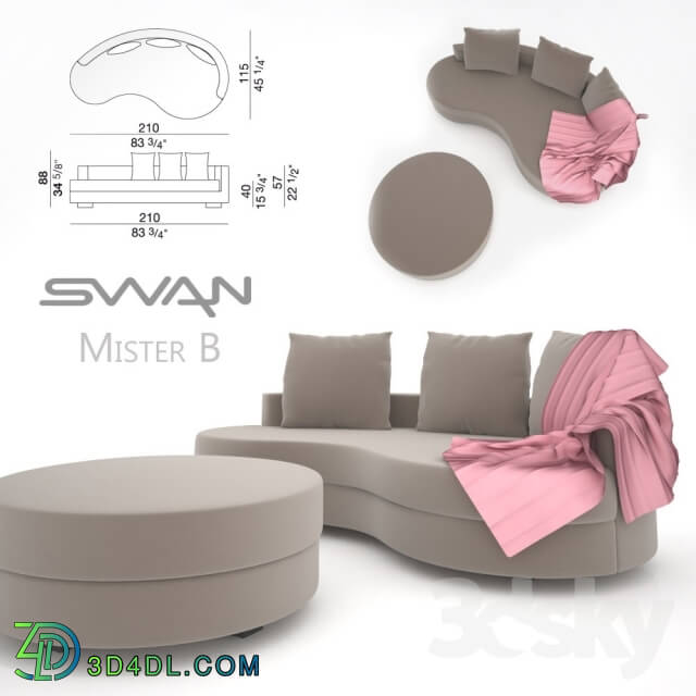 Sofa - Sofa with ottoman SWAN Mister B