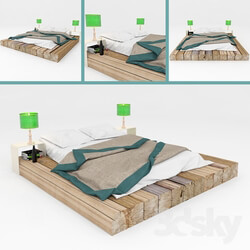Bed - Wood Bed Model 
