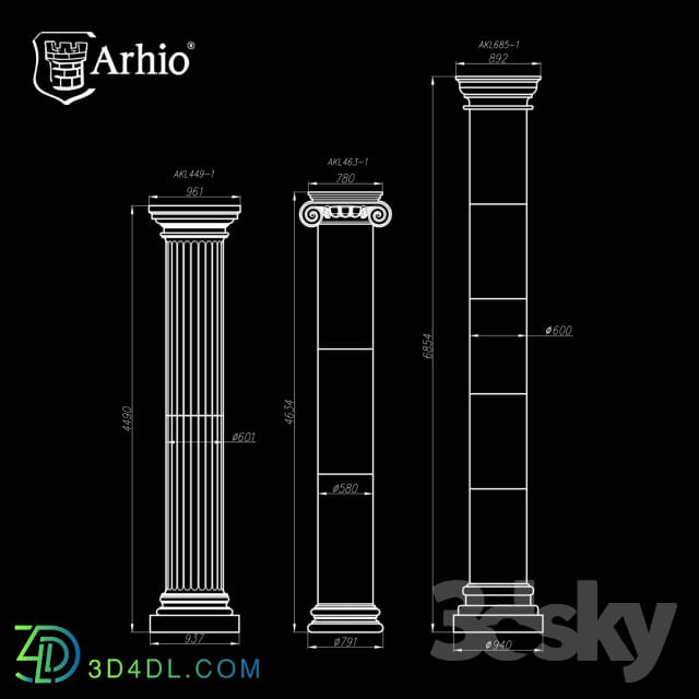 Decorative plaster - OM Collection column_ Arhio_ production _AKL 449-1-AKL 685-1_