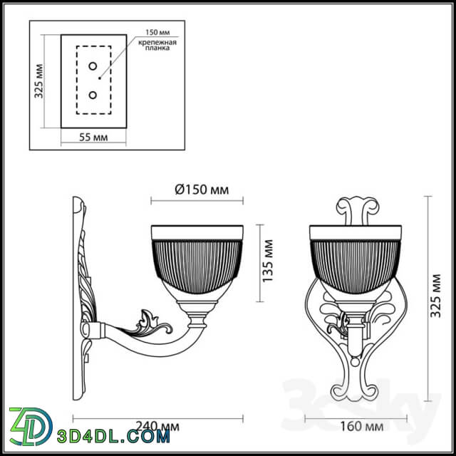 Wall light - Wall bracket ODEON LIGHT 3998 _ 1W PIEMONT