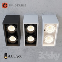 Spot light - Surface-mounted luminaire CUB-DUBLE 2x8 W 