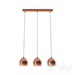 Ceiling light - 94591 Suspension ROCAMAR 3x60W _E27__ steel_ copper _ glass_ transparent_ black cable 