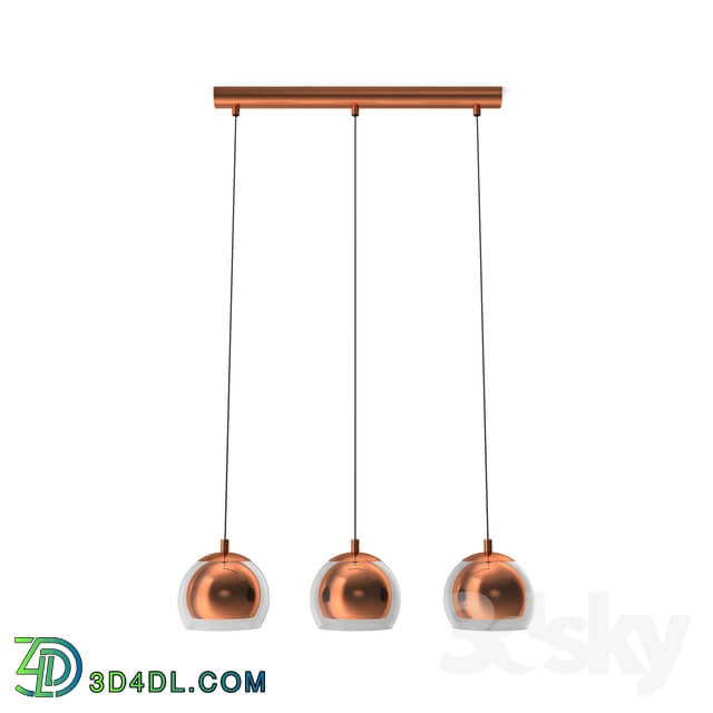 Ceiling light - 94591 Suspension ROCAMAR 3x60W _E27__ steel_ copper _ glass_ transparent_ black cable