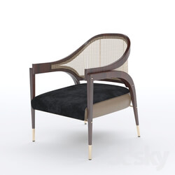 Arm chair - Modern Bentley Chair in Rosewood and Woven Cane 
