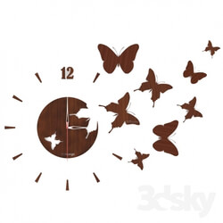 Other decorative objects - Wall clock with butterflies 