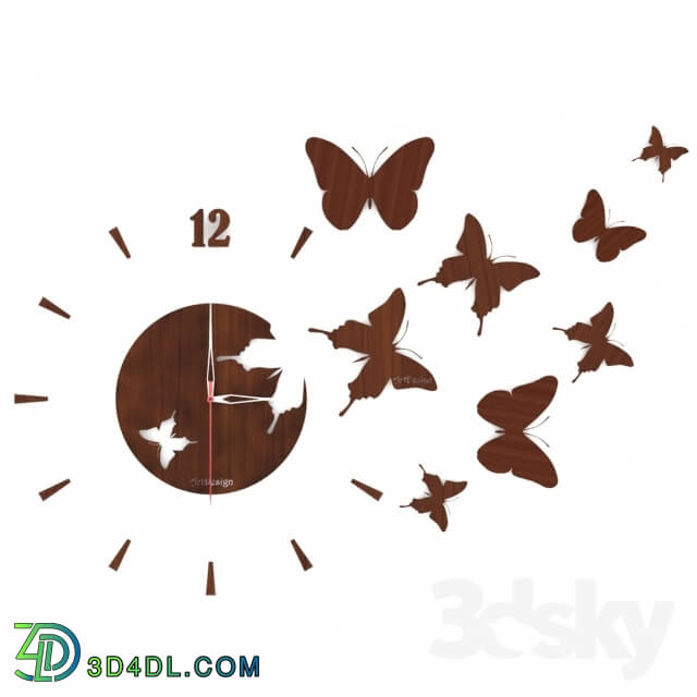 Other decorative objects - Wall clock with butterflies