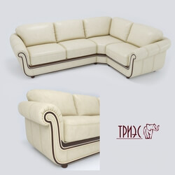 Sofa - Corner leather sofa with wooden decor Diana-4 _TRIES Factory_ 