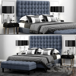 Bed - Bed TOV Furniture Eden Grey Velvet Tufted 