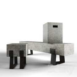 Chair - Modrest Haring Modern Concrete Set. Bench_ Yem Dining Stool_ 