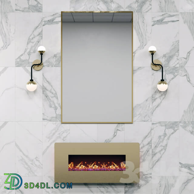 Fireplace - 3D Flames Wall Mounted Electric Fireplace _ Wall Sconce