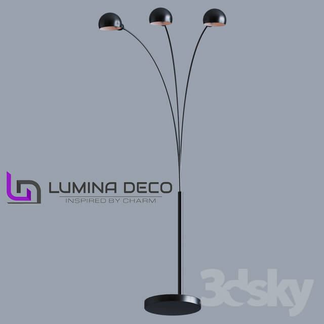 Floor lamp - _OM_ Floor Lamp Lumina Deco Wallscot black LDF 8801-3 BK