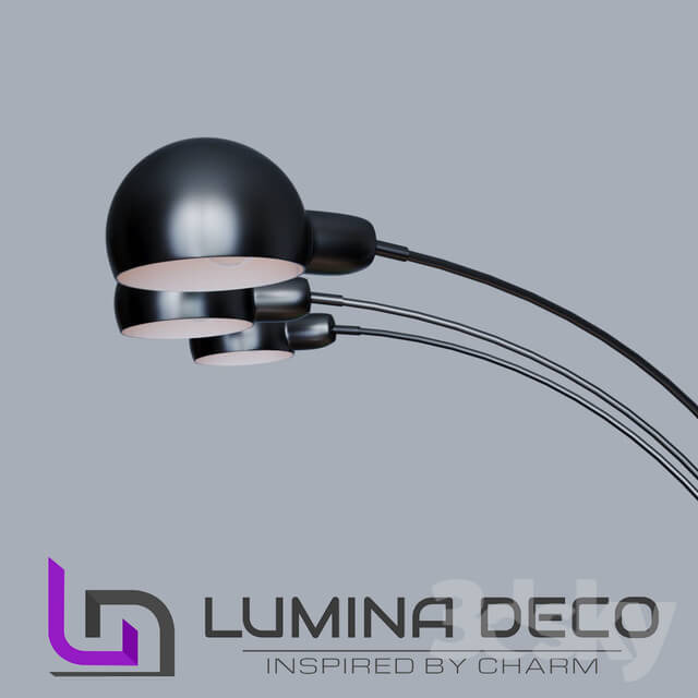 Floor lamp - _OM_ Floor Lamp Lumina Deco Wallscot black LDF 8801-3 BK