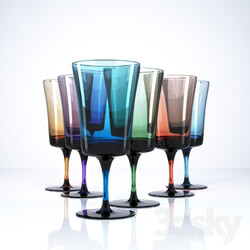 Tableware - Wine glasses of colored glass 