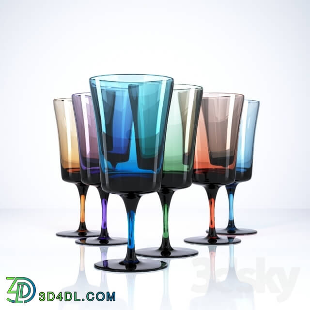 Tableware - Wine glasses of colored glass