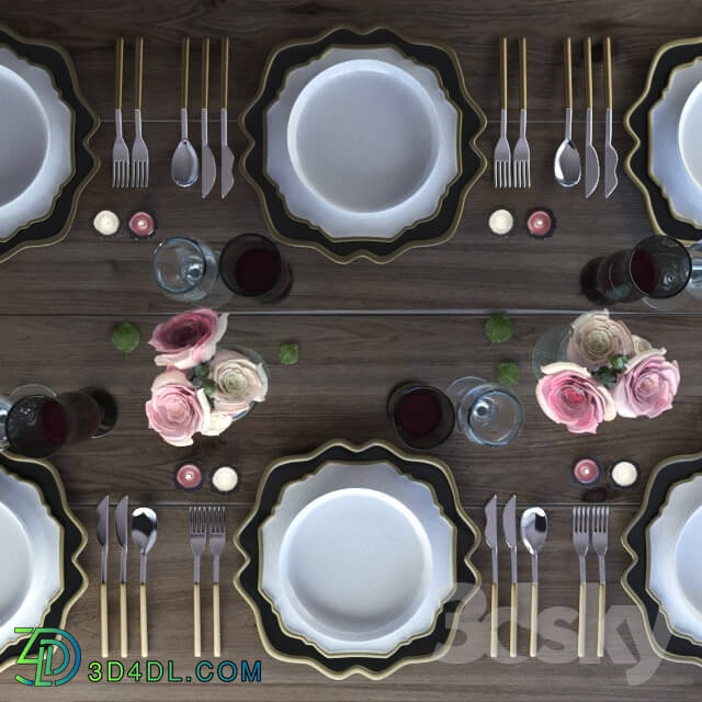 Tableware - Serving with roses