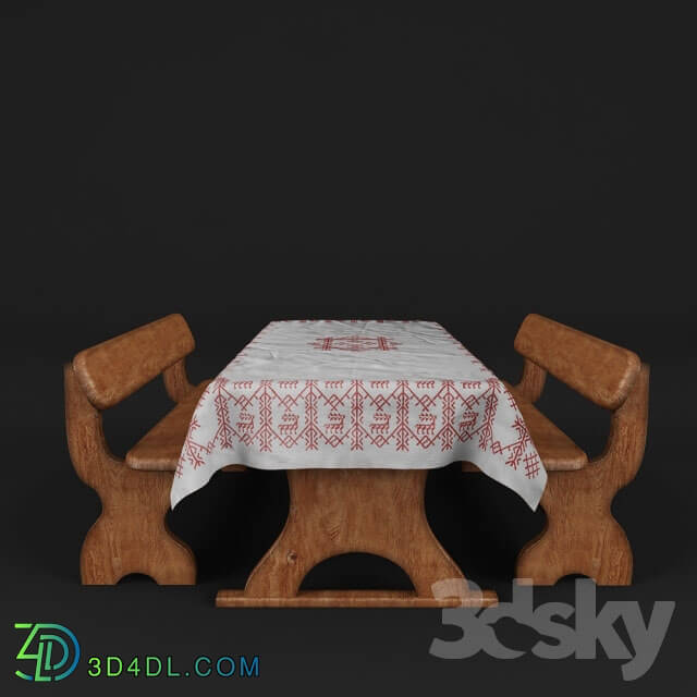 Table _ Chair - Table with a tablecloth and shops