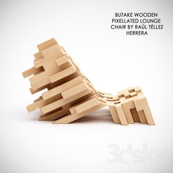 Arm chair - BUTAKE WOODEN PIXELLATED LOUNGE CHAIR 