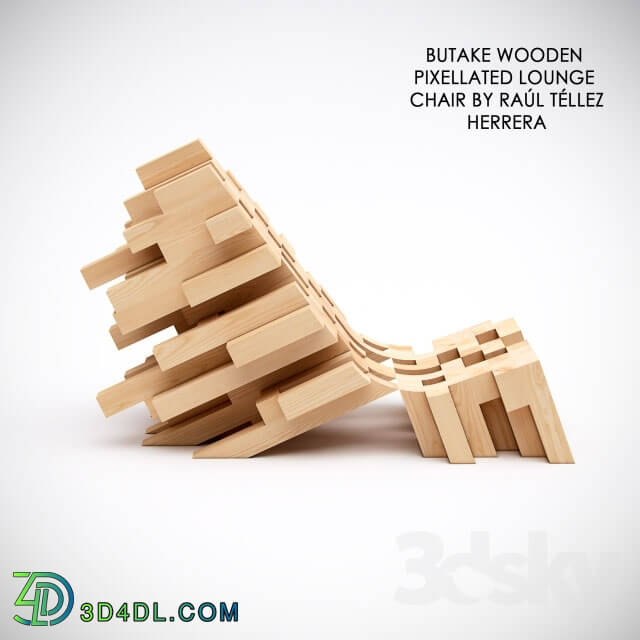 Arm chair - BUTAKE WOODEN PIXELLATED LOUNGE CHAIR