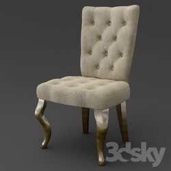 Chair - OM Chair on bent legs FratelliBarri VENEZIA in decoration silver leaf_ varnished champagne_ fabric beige velor _R6012A-53__ FB.CH.VZ.63 