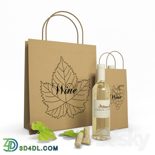 Food and drinks - Paper Bags And Wine