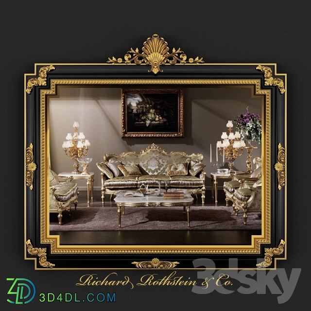 Mirror - Classic Regency Style Black and Gold Mirror