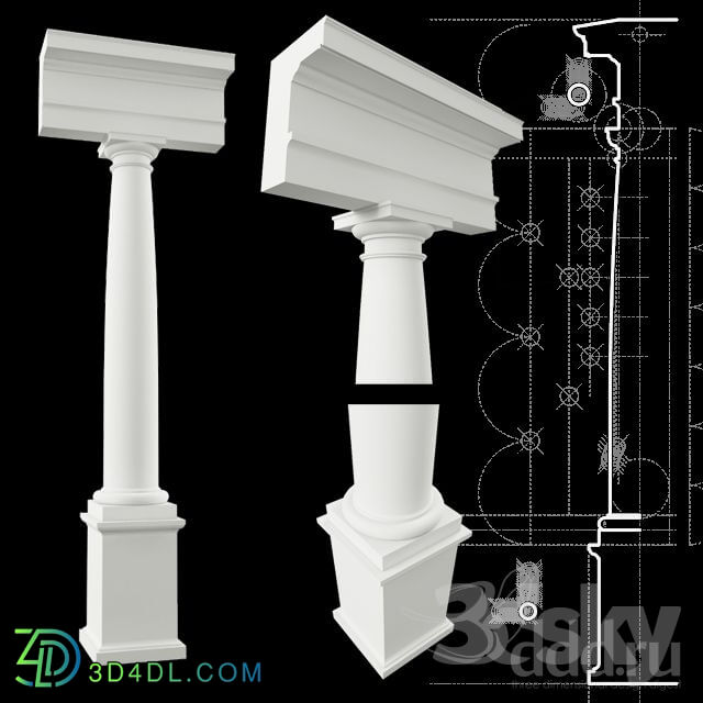 Decorative plaster - tuscan column with exact proportions