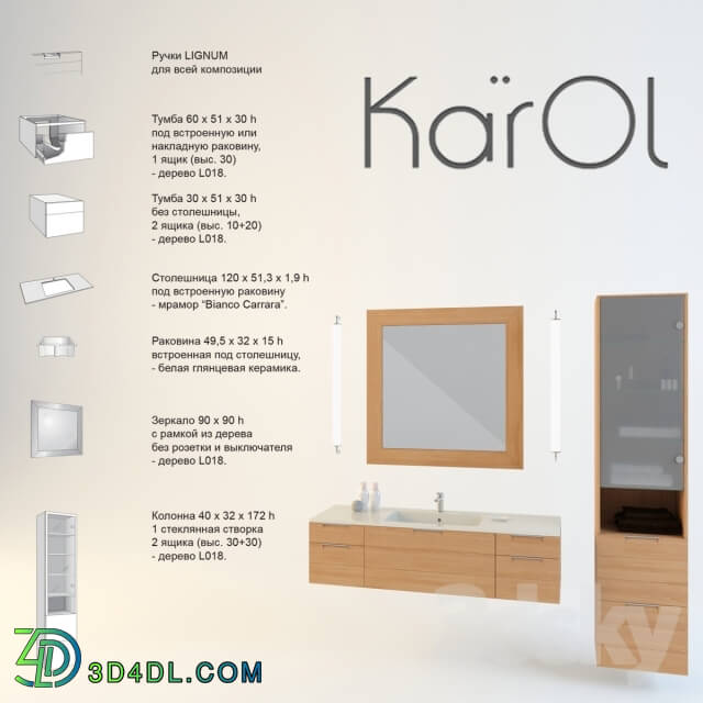 Bathroom furniture - Collection LIGNUM KAROL factory