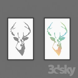 Decorative set - Painting with a deer 