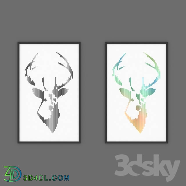 Decorative set - Painting with a deer