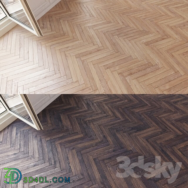 Wood - Herringbone parquet 32 ___2 species_ without the use of plug-ins_