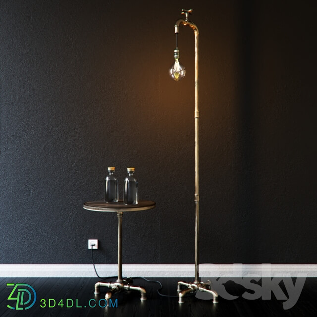 Other decorative objects Industrial Floor Lamp and Small Stol