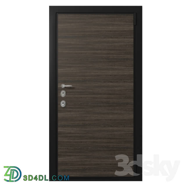 Doors - Door entrance metal with wooden decorative plate