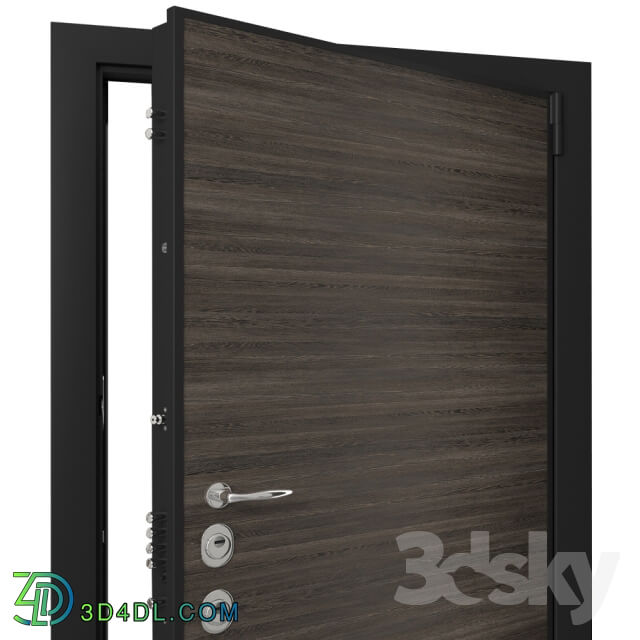 Doors - Door entrance metal with wooden decorative plate