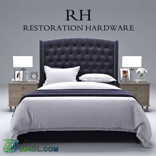 Bed - Restoration Hardware Warner Fabric Tufted bed