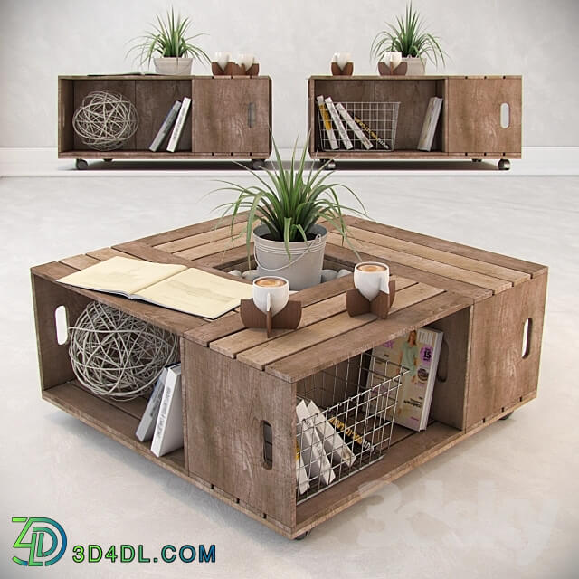 Table - COFFEE TABLE WITH DECOR