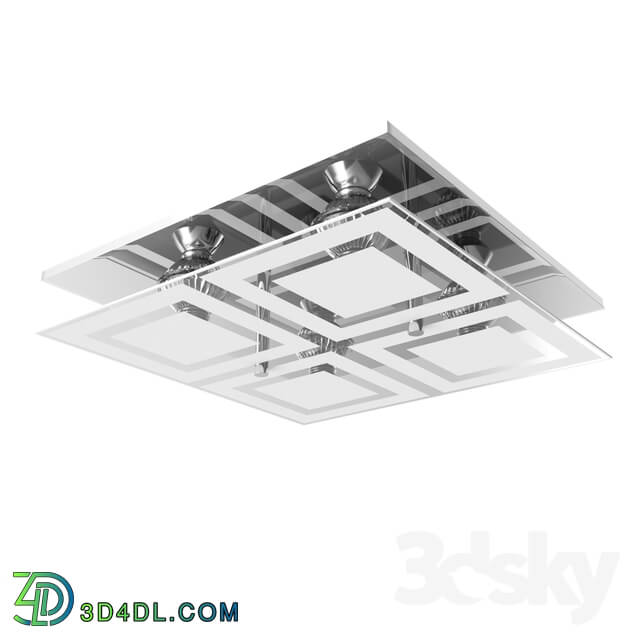 Spot light - 94226 LED downlight is present in the ceiling. ALMANA_ 4х3W _GU10__ 290x290_ steel_ chrome _ frosted glass