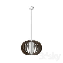 Ceiling light - 95592 Pendant STELLATO 3_ 1х60W _E27__ Ø500_ H1500_ steel nickel matt _ wood_ glass_ brown 