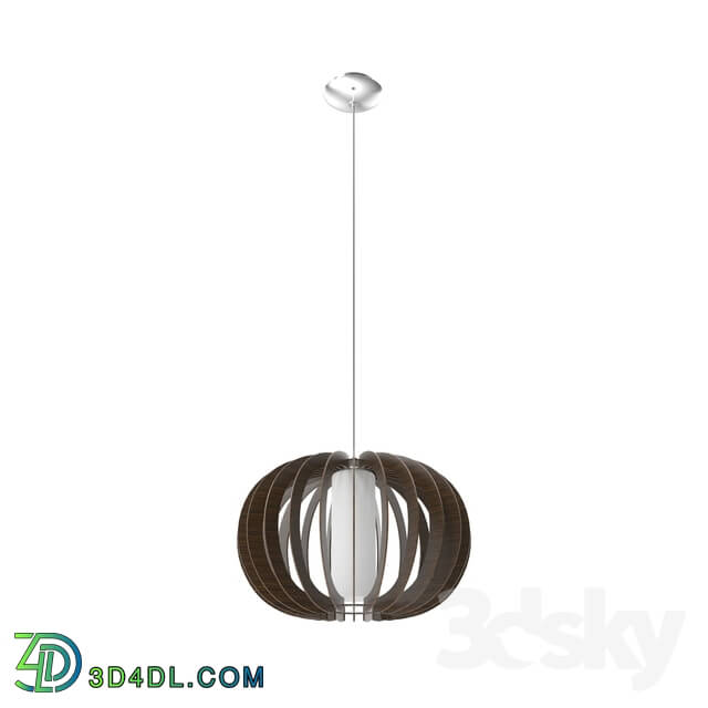 Ceiling light - 95592 Pendant STELLATO 3_ 1х60W _E27__ Ø500_ H1500_ steel nickel matt _ wood_ glass_ brown