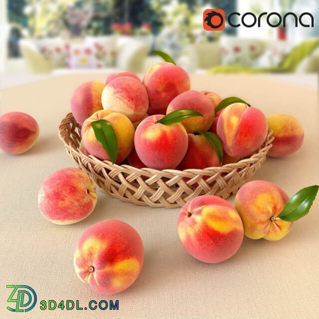 Food and drinks - Peaches in a wicker basket