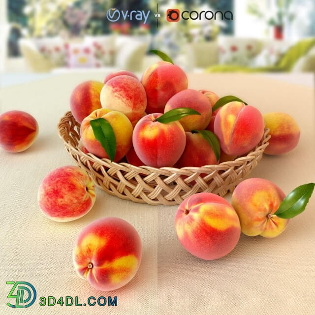 Food and drinks - Peaches in a wicker basket