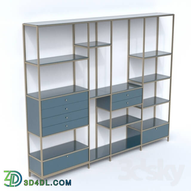 Sideboard _ Chest of drawer - Teal and Gold Shelving Unit